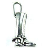 Silver steed riding high polished chain riding boot pendant charm in silver metal with attachment loop