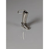 Silver steed riding boot pendant in silver with polished finish and detailed stitching for high polished chain use
