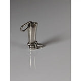 Silver steed riding boot pendant in silver-colored metal with a loop for attaching to a high polished chain