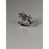 Silver steed rocking horse silver pendant with polished metallic finish and detailed craftsmanship in equestrian jewelry