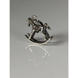Silver steed rocking horse silver pendant charm with detailed craftsmanship and polished metallic finish for equestrian jewelry