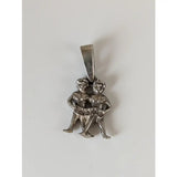 Silver steed romans twins silver pendant featuring silver pendant with two intertwined zodiac figures