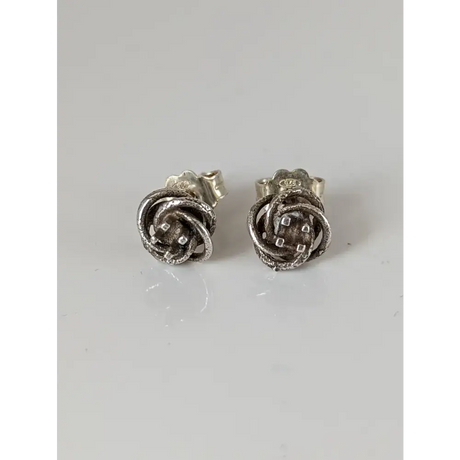 Silver Steed Rope Flower Stud Earrings Earrings