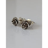 Silver steed rope flower stud earrings with textured twisted silver knot design perfect as flower stud earrings