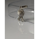 Silver steed rosette silver pendant featuring a silver-toned metallic ribbon charm with detailed petals and bow design