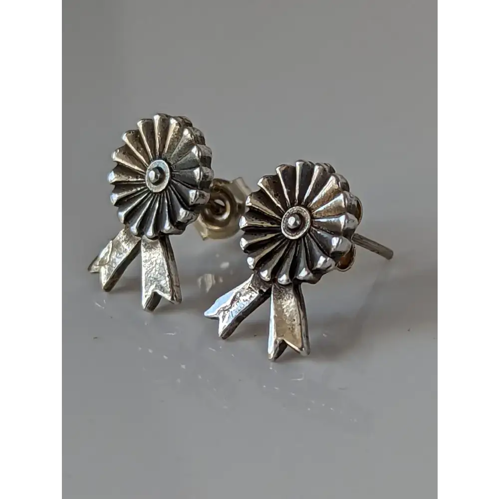 Silver Steed Rosette Stud Earrings Earrings