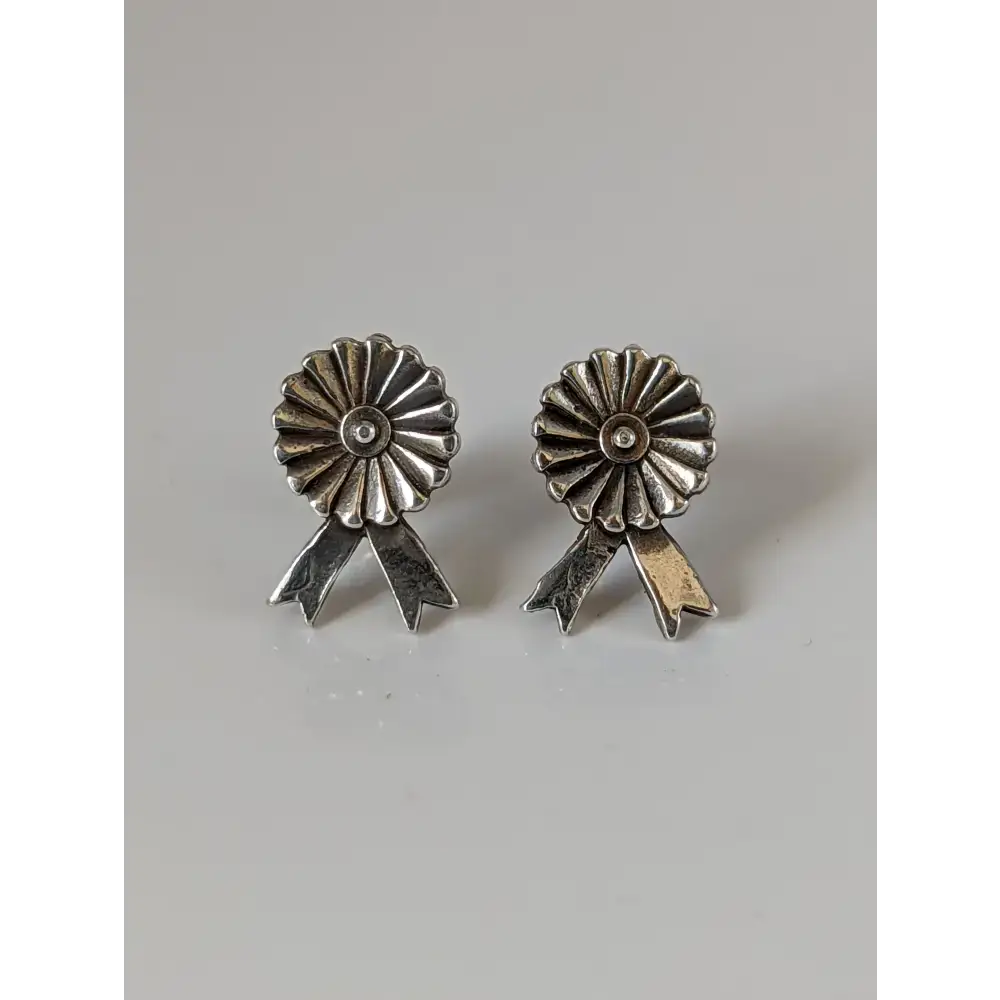 Silver Steed Rosette Stud Earrings Earrings