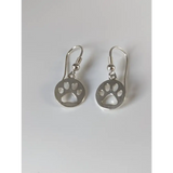 Silver Steed Round Paw Print Tag Silver Dropped Earrings Earrings