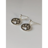Silver Steed Round Paw Print Tag Silver Stud Earrings Earrings