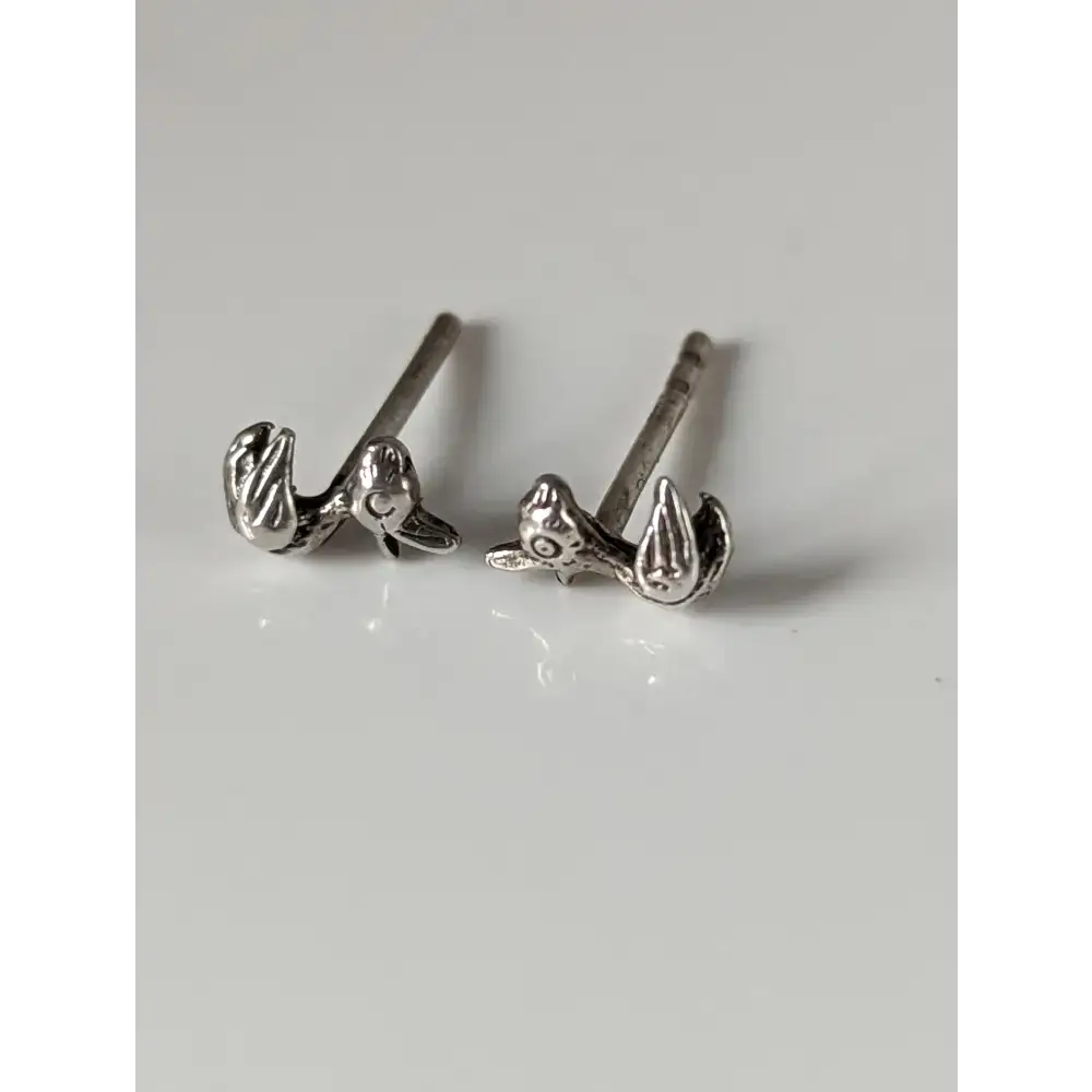 Silver Steed Rubber Duck Stud Earrings Earrings