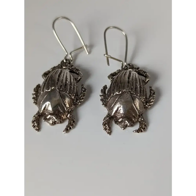 Silver Steed Scarab Dropped Earrings Earrings