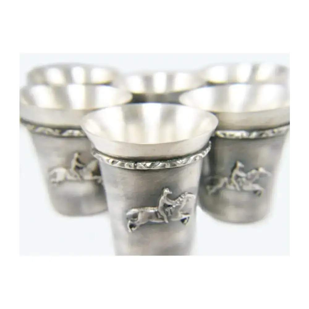 Silver Steed Set of FOUR Silver Coated Shot Glasses Shot Glasses