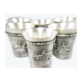 Silver Steed Set of FOUR Silver Coated Shot Glasses Shot Glasses