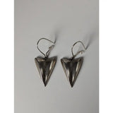 Silver steed shamrock leaf dropped earrings feature silver triangular textured matte finish with simple hook clasps