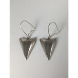 Silver steed shamrock leaf dropped earrings with sleek silver triangular design and polished metallic finish