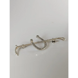 Silver Steed Shoe & Cane Silver Brooch / Stock Tie Pin Cane Brooches