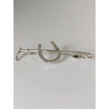 Silver Steed Shoe & Cane Silver Brooch / Stock Tie Pin Cane Brooches