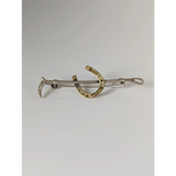 Silver Steed Shoe & Cane Gold Brooch / Stock Tie Pin Left Brooches