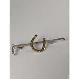 Silver Steed Shoe & Cane Gold Brooch / Stock Tie Pin Left Brooches