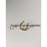 Silver Steed Shoe & Cane Gold Brooch / Stock Tie Pin Right Brooches