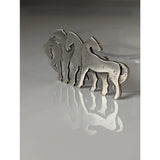 Silver steed signature silver stock tie pin featuring a minimalist layered herd silver brooch design with horses