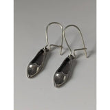 Silver steed slipper silver dropped earrings shaped like unique handmade miniature high-heeled shoes in polished silver