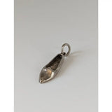 Silver steed slipper silver pendant charm in polished silver with intricate details and a small attachment loop