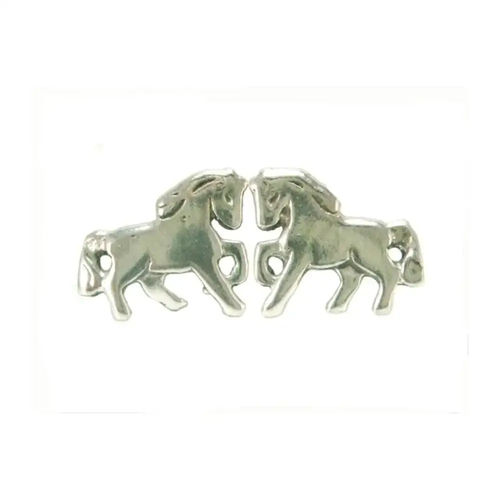 Silver steed small silver horse studs with detailed openwork metal horse design and circular tail holes