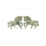 Silver steed small silver horse studs with detailed openwork metal horse design and circular tail holes