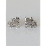Silver steed small silver horse studs featuring polished metallic finish and horse-shaped design in silver