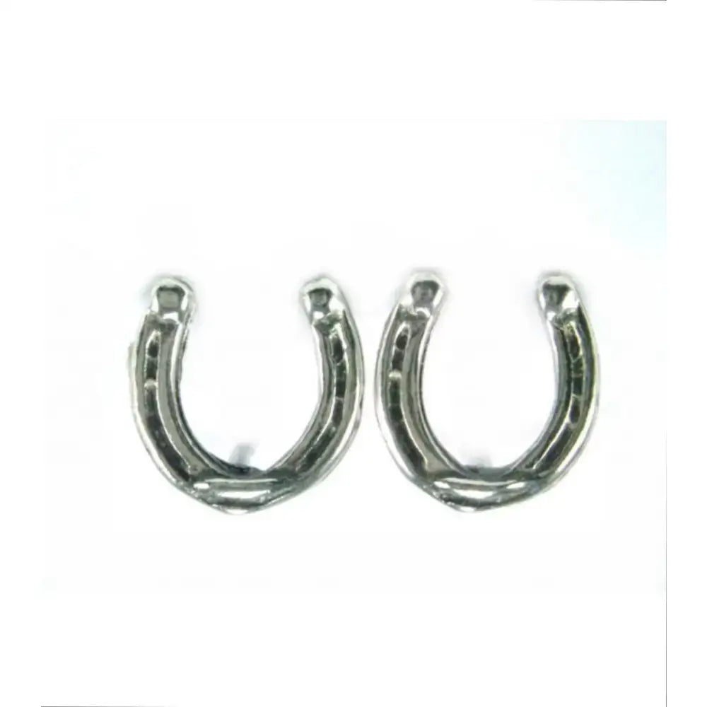 A pair of shiny sterling silver steed small horseshoe stud earrings perfect for everyday wear