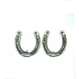 A pair of shiny sterling silver steed small horseshoe stud earrings perfect for everyday wear