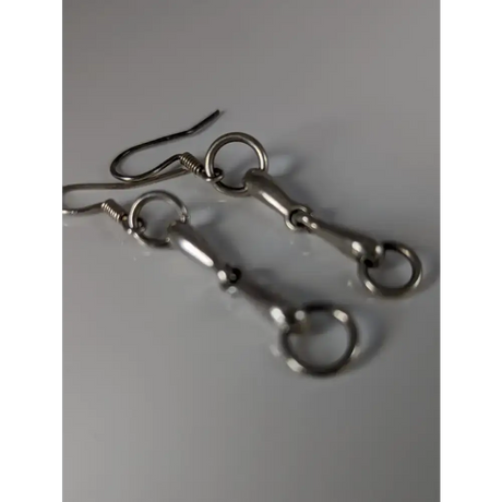 Silver Steed Snaffle Bit Long Dropped Earrings Earrings