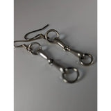 Silver steed snaffle sterling silver long dropped earrings with polished horsebit design and classic hooks