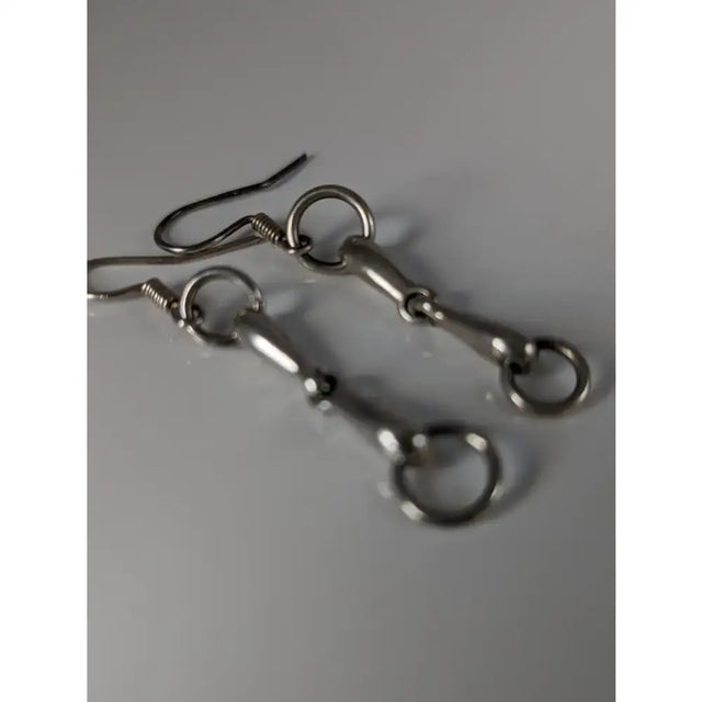 Silver steed snaffle sterling silver long dropped earrings with polished horsebit design and classic hooks