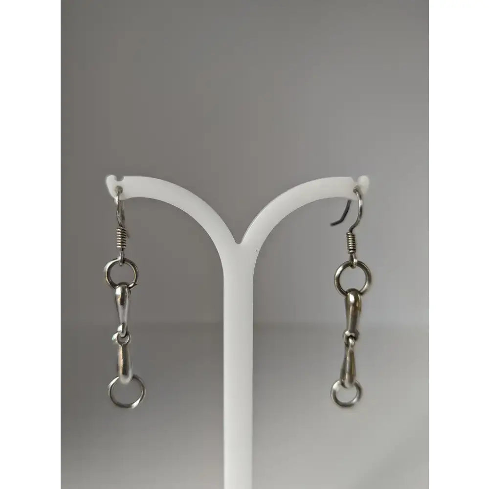 Silver steed snaffle sterling silver long dropped earrings with sleek horsebit design and classic hooks