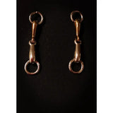 Silver steed snaffle gold-colored metal snaffle bit stud earrings with polished reflective surfaces and classic design