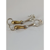 Silver Steed Snaffle Bit Stud Earrings Two Tone (silver and brass) version Earrings