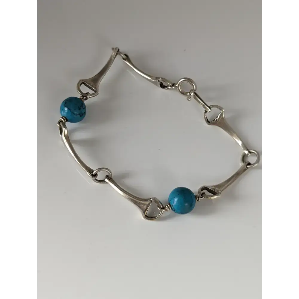 Silver Steed Snaffle Bracelet with Turquoise Beads Bracelet Bracelets