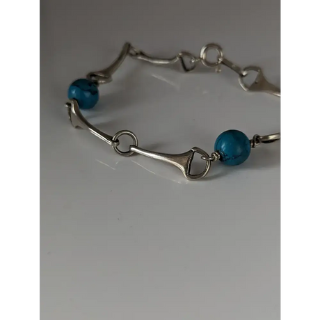 Silver Steed Snaffle Bracelet with Turquoise Beads Bracelet Bracelets