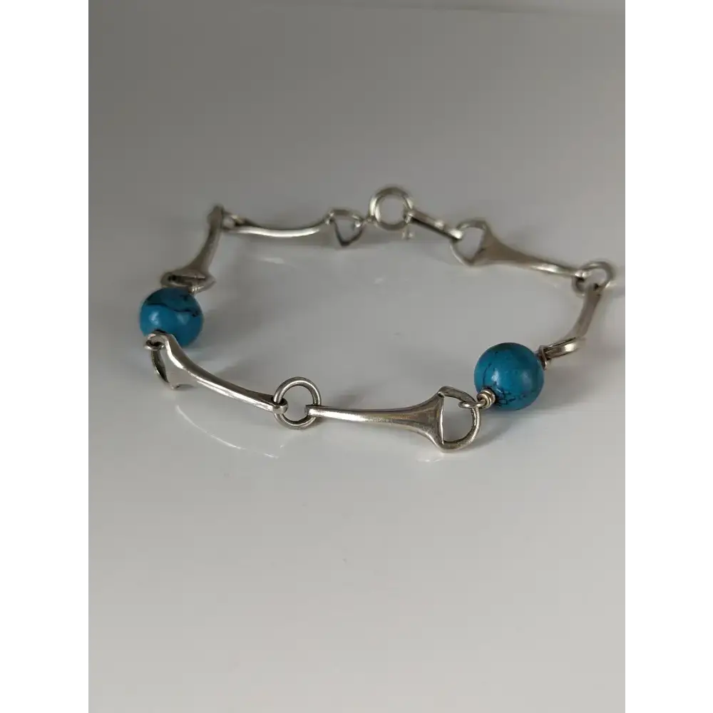 Silver Steed Snaffle Bracelet with Turquoise Beads Bracelet Bracelets