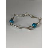 Silver steed snaffle solid silver bracelet with turquoise beads for a stylish and unique accessory look
