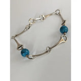 Silver steed snaffle solid silver bracelet with turquoise beads and horsebit design for stylish everyday wear