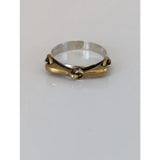 Silver steed snaffle two-tone horsebit ring with silver band and gold-toned horsebit clasp