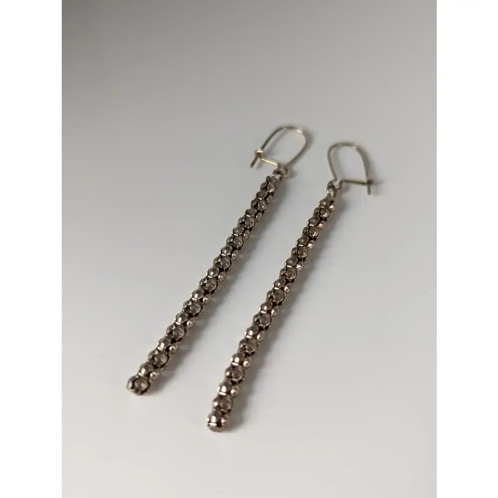 Silver steed snake chain dropped earrings with delicate sterling silver faceted bead chain drop design
