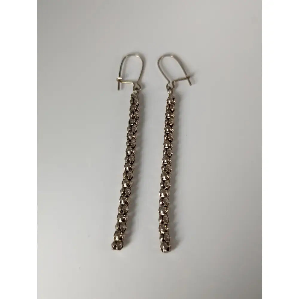 Silver steed snake chain dropped earrings with delicate sterling silver chain and clear faceted crystals