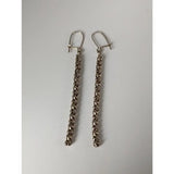 Silver steed snake chain dropped earrings with delicate sterling silver chain and clear faceted crystals