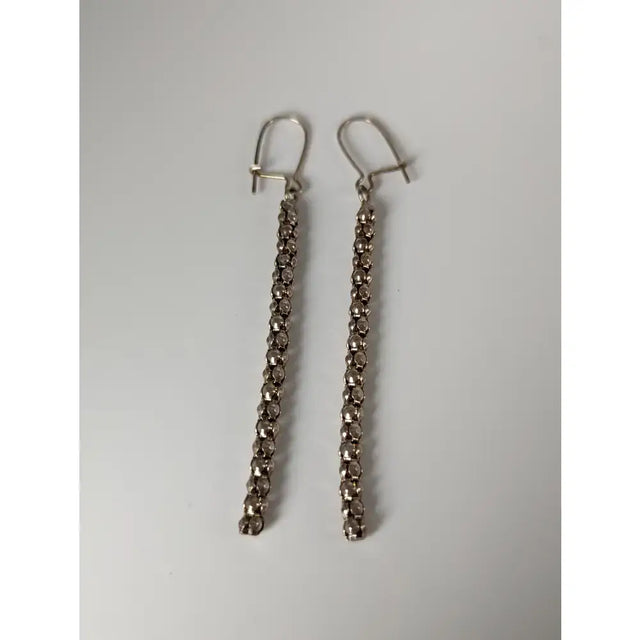 Silver steed snake chain dropped earrings with delicate sterling silver chain and clear faceted crystals
