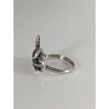 Silver steed snake silver ring with textured band and detailed coiled design in sterling silver