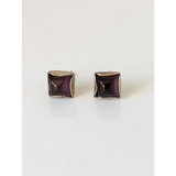Silver Steed Square Coloured Stud Earrings Blue Earrings